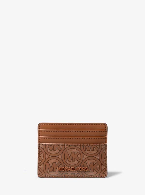 Damske Penazenky Michael Kors Jodie Logo Jacquard Card Case Hnede - Doplnky Michael Kors Nejlevnejsi | WESRM-0875